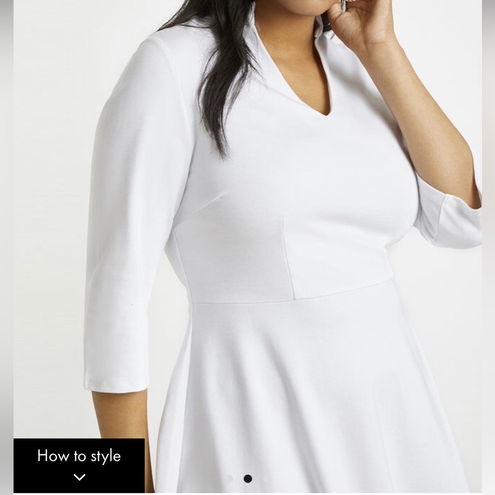 White Eloquii V Neck A Line Dress